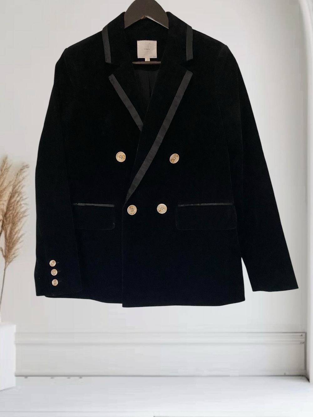A Loves A Blazer NEW Velvet Double Breasted Satin Trim Gold Buttons Size Small